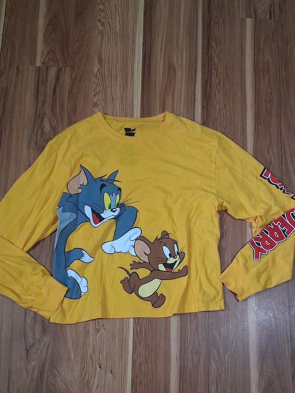Tom & Jerry Yellow  Long Sleeve Graphic Top